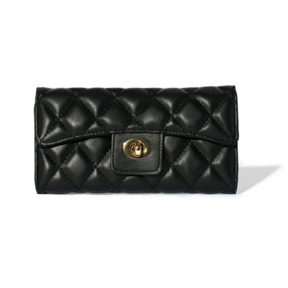 Black Quilted Wallet New